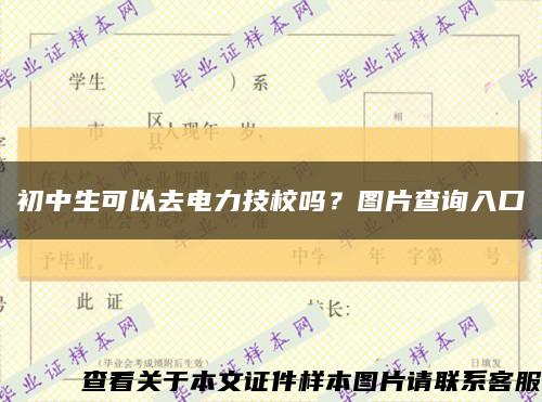 初中生可以去电力技校吗？图片查询入口缩略图