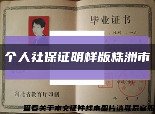 个人社保证明样版株洲市缩略图