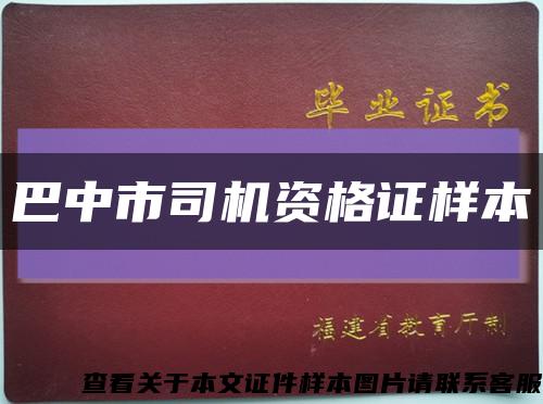 巴中市司机资格证样本缩略图
