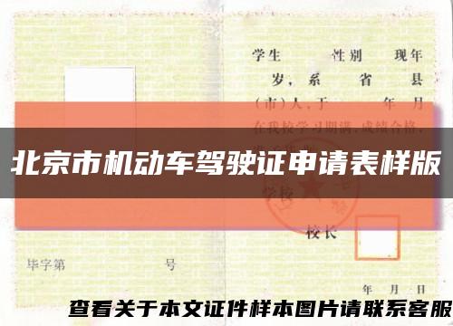 北京市机动车驾驶证申请表样版缩略图