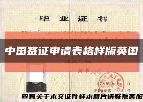 中国签证申请表格样版英国缩略图
