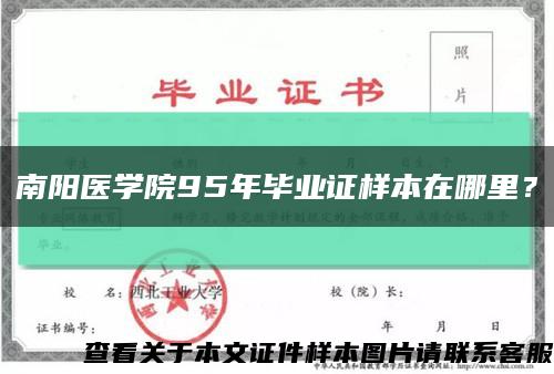 南阳医学院95年毕业证样本在哪里？缩略图