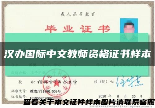 汉办国际中文教师资格证书样本缩略图