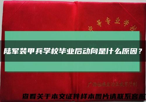 陆军装甲兵学校毕业后动向是什么原因？缩略图