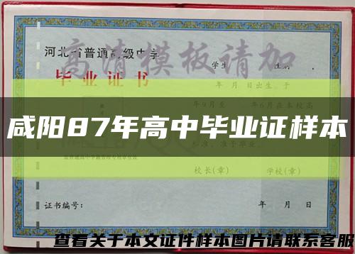 咸阳87年高中毕业证样本缩略图