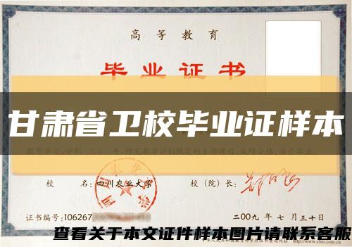 甘肃省卫校毕业证样本缩略图