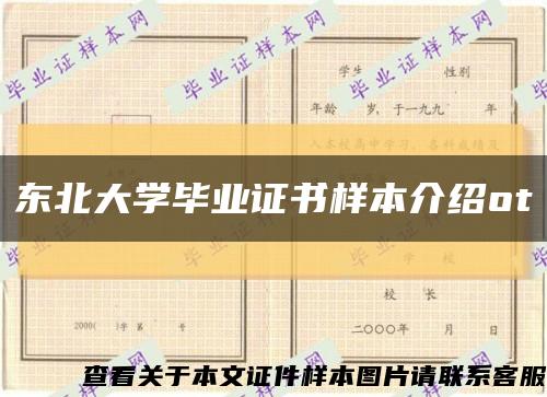 东北大学毕业证书样本介绍ot缩略图