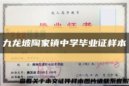九龙坡陶家镇中学毕业证样本缩略图