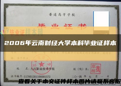 2006年云南财经大学本科毕业证样本缩略图