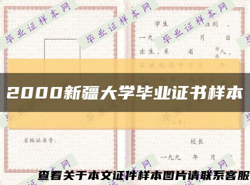 2000新疆大学毕业证书样本缩略图