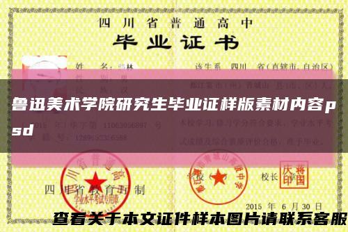 鲁迅美术学院研究生毕业证样版素材内容psd缩略图