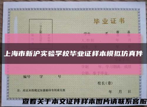 上海市新沪实验学校毕业证样本模拟仿真件缩略图