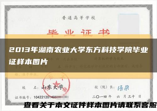 2013年湖南农业大学东方科技学院毕业证样本图片缩略图