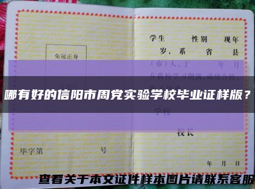 哪有好的信阳市周党实验学校毕业证样版？缩略图