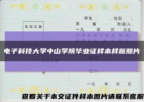 电子科技大学中山学院毕业证样本样版照片缩略图