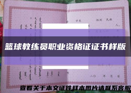 篮球教练员职业资格证证书样版缩略图