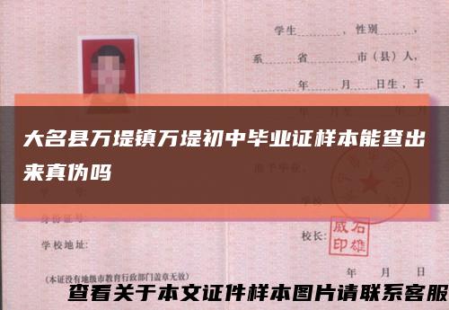 大名县万堤镇万堤初中毕业证样本能查出来真伪吗缩略图