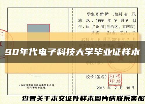 90年代电子科技大学毕业证样本缩略图