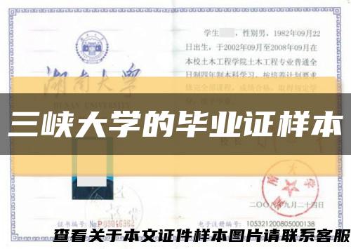 三峡大学的毕业证样本缩略图