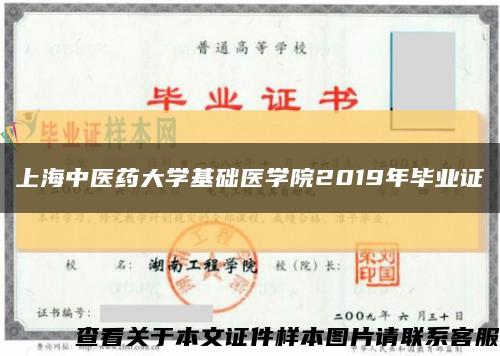 上海中医药大学基础医学院2019年毕业证缩略图