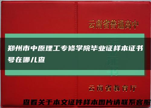 郑州市中原理工专修学院毕业证样本证书号在哪儿查缩略图
