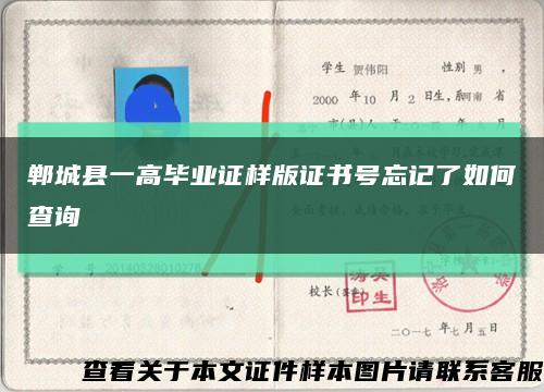 郸城县一高毕业证样版证书号忘记了如何查询缩略图