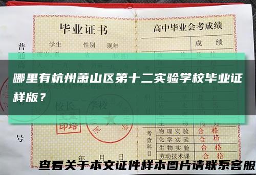 哪里有杭州萧山区第十二实验学校毕业证样版？缩略图