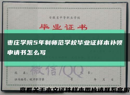 枣庄学院5年制师范学校毕业证样本补领申请书怎么写缩略图