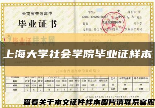 上海大学社会学院毕业证样本缩略图