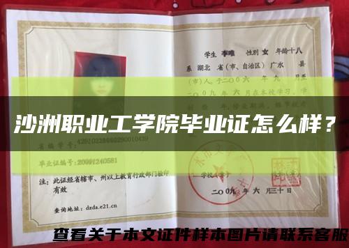 沙洲职业工学院毕业证怎么样？缩略图