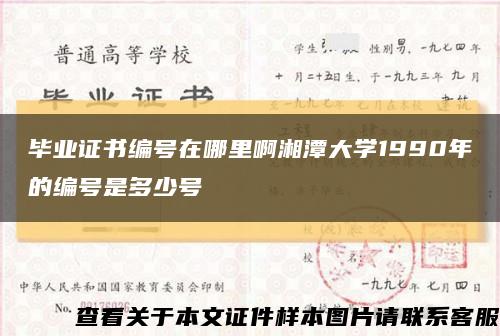 毕业证书编号在哪里啊湘潭大学1990年的编号是多少号缩略图