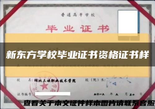新东方学校毕业证书资格证书样缩略图