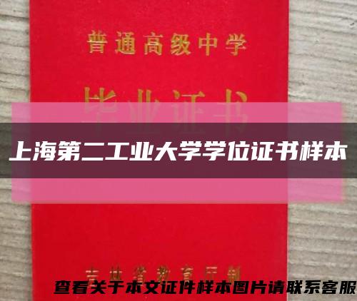 上海第二工业大学学位证书样本缩略图
