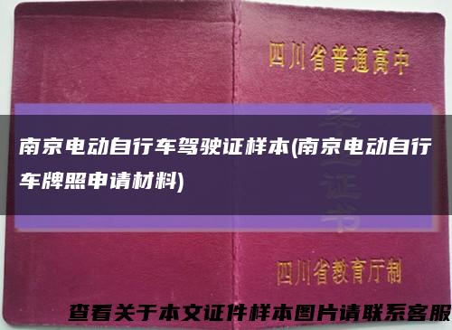 南京电动自行车驾驶证样本(南京电动自行车牌照申请材料)缩略图