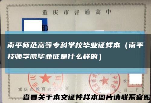 南平师范高等专科学校毕业证样本（南平技师学院毕业证是什么样的）缩略图