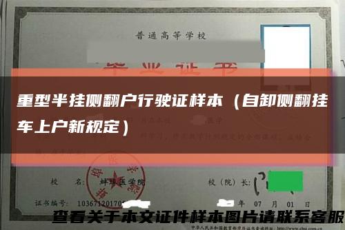 重型半挂侧翻户行驶证样本（自卸侧翻挂车上户新规定）缩略图