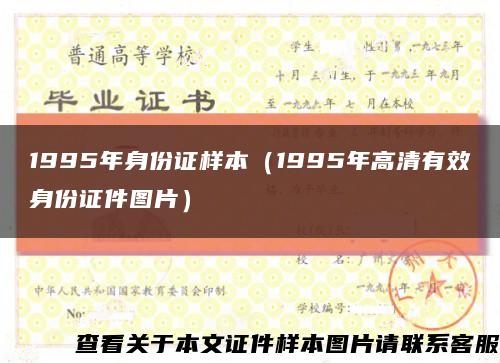 1995年身份证样本（1995年高清有效身份证件图片）缩略图
