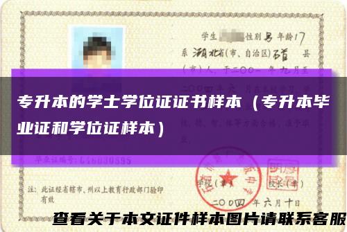 专升本的学士学位证证书样本（专升本毕业证和学位证样本）缩略图