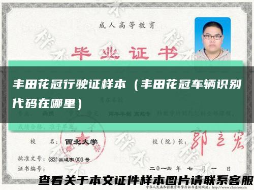 丰田花冠行驶证样本（丰田花冠车辆识别代码在哪里）缩略图