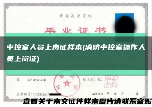 中控室人员上岗证样本(消防中控室操作人员上岗证)缩略图