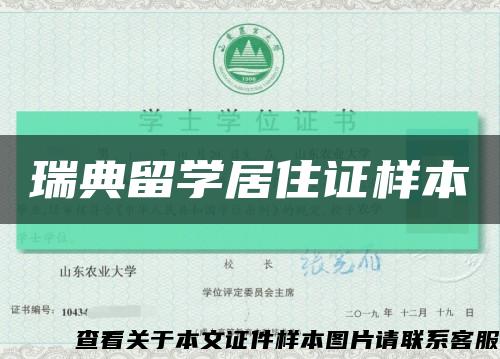 瑞典留学居住证样本缩略图