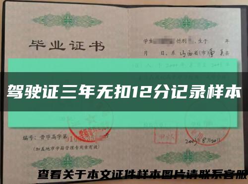 驾驶证三年无扣12分记录样本缩略图