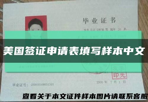 美国签证申请表填写样本中文缩略图