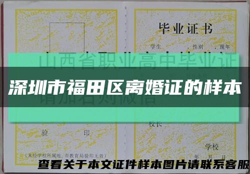 深圳市福田区离婚证的样本缩略图
