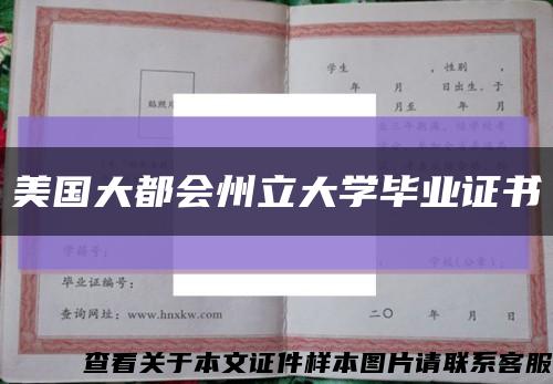 美国大都会州立大学毕业证书缩略图