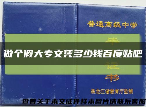 做个假大专文凭多少钱百度贴吧缩略图