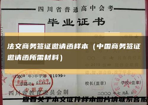 法文商务签证邀请函样本（中国商务签证邀请函所需材料）缩略图