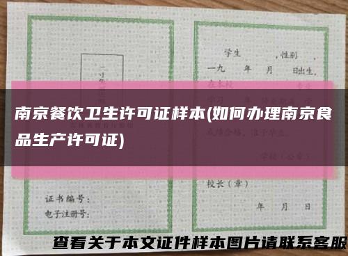 南京餐饮卫生许可证样本(如何办理南京食品生产许可证)缩略图