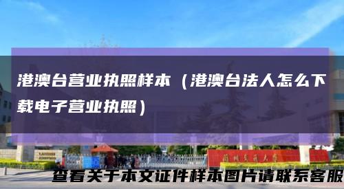 港澳台营业执照样本（港澳台法人怎么下载电子营业执照）缩略图