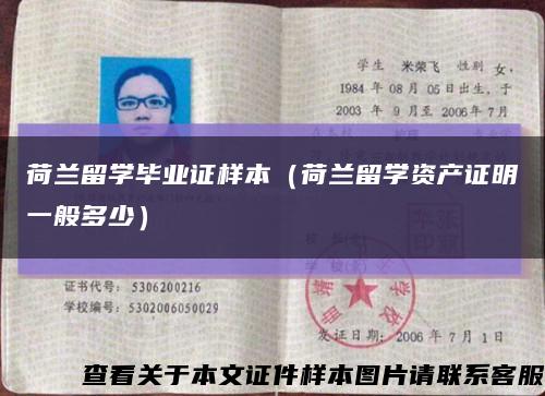 荷兰留学毕业证样本（荷兰留学资产证明一般多少）缩略图